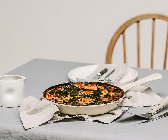 At the table:  Butternut squash, spinach and bacon frittata